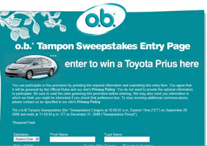Free Sample of O.B. Tampons and Carrying Case