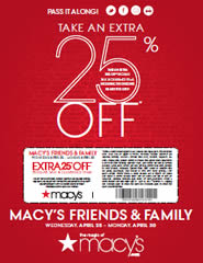 Macy&#39;s: 25% OFF Purchase Printable Coupon (4/25-30) - I Crave Freebies