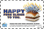 Free Original Slider at White Castle - coupon