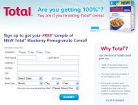 Free sample of Total Blueberry Pomegranate Cereal