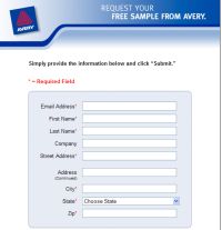 Free Sample Avery White Shipping Labels