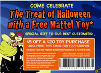 Free Mattel Toy at Sears on 10/31