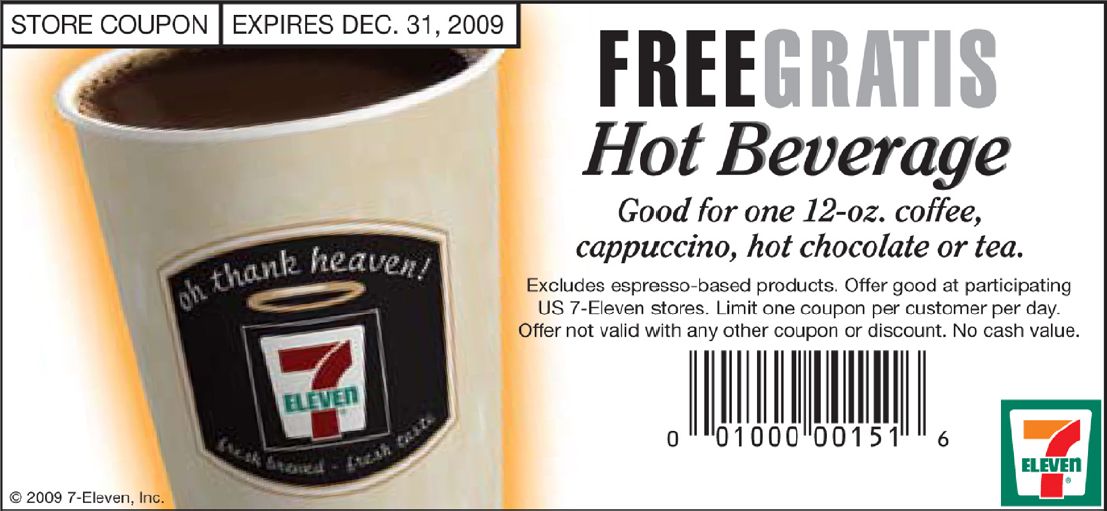 Free Hot Beverage at 7 Eleven - Coupon