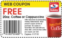 Free 20oz. Coffee or Cappuccino at Holiday Stationstores