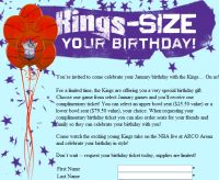 Sacramento Kings - Free Game Ticket for Your Birthday in January
