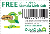 Free 6" Chicken Marsala Melt Sub at QuickChek
