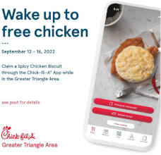FREE Spicy Chicken Biscuit at Chick-fil-A
