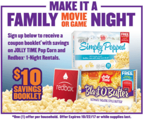 FREE Jolly Time Popcorn and Redbox Coupon Booklet