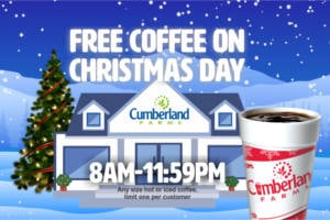 FREE Coffee at Cumberland Farms on Christmas