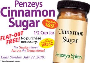 FREE Cinnamon Sugar at Penzeys Spices Stores