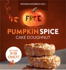 FREE Pumpkin Spice Cake Doughnut at Krispy Kreme