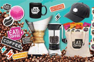 Eat Your Coffee Bars Stickers, Tote Bag, Socks, Hats and More!