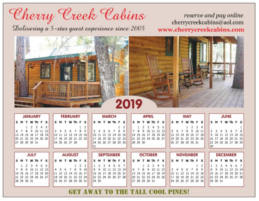 FREE Cherry Creek Cabins Magnetic 2019 Calendar