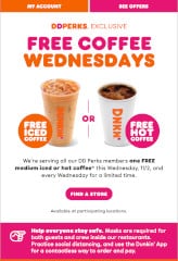 FREE Medium Hot or Iced Coffee at Dunkin