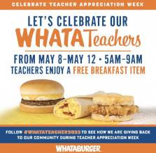 FREE Breakfast for Teachers at Whataburger