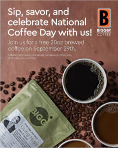 FREE 20 oz Brewed Coffee at Biggby Coffee