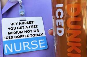 FREE Medium Hot or Iced Coffee at Dunkin' for Nurses